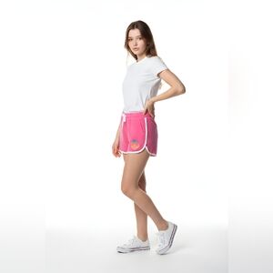 ADD-ON Old Navy Girls Pink Dolphin Shorts Peace Love Graphic Size XL (14–16)